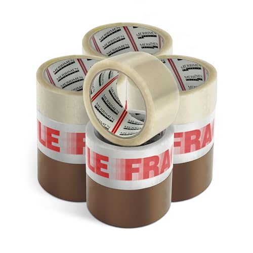 Merrimen Rollen Packungsband für Paketkästen. Strapazierfähig, stark, sicheres Klebeband für langfristige Lagerung (48MM x 66M) (12 rolls, Mixed) von Merrimen