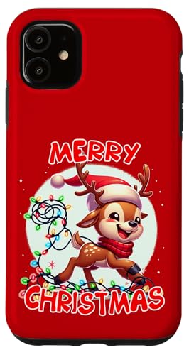 Frohe Weihnachten Weihnachten Rentier Weihnachtsbeleuchtung Tangled Hülle für iPhone 11 von Merry Christmas Apparel