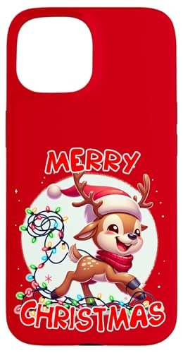 Frohe Weihnachten Weihnachten Rentier Weihnachtsbeleuchtung Tangled Hülle für iPhone 15 von Merry Christmas Apparel