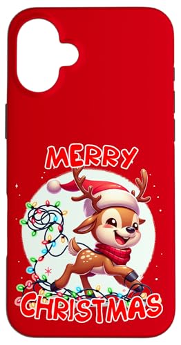 Frohe Weihnachten Weihnachten Rentier Weihnachtsbeleuchtung Tangled Hülle für iPhone 16 Plus Frohe Weihnachten Weihnachten Rentier Weihnachtsbeleuchtung Tangled Hülle für iPhone 16 Plus von Merry Christmas Apparel