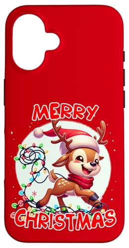 Frohe Weihnachten Weihnachten Rentier Weihnachtsbeleuchtung Tangled Hülle für iPhone 16 von Merry Christmas Apparel