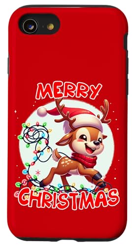 Frohe Weihnachten Weihnachten Rentier Weihnachtsbeleuchtung Tangled Hülle für iPhone SE (2020) / 7 / 8 von Merry Christmas Apparel