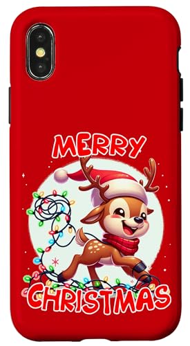 Frohe Weihnachten Weihnachten Rentier Weihnachtsbeleuchtung Tangled Hülle für iPhone X/XS von Merry Christmas Apparel