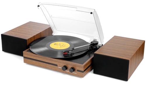Vintage Vinyl Schallplattenspieler mit Bluetooth, Riemenantrieb, Zwei Stereolautsprecher, LP-Player, 3 Geschwindigkeiten, kabellose Wiedergabe, AUX Kopfhörereingang, Braun Vintage Vinyl Schallplattenspieler mit Bluetooth, Riemenantrieb, Zwei Stereolautsprecher, LP-Player, 3 Geschwindigkeiten, kabellose Wiedergabe, AUX Kopfhörereingang, Braun von Mersoco