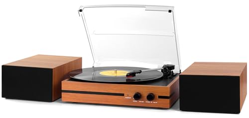 Vintage Vinyl Schallplattenspieler mit Bluetooth und Riemenantrieb, Zwei Stereolautsprecher, LP-Player, 3 Geschwindigkeiten, kabellose Wiedergabe, AUX-Kopfhörereingang, Orange Vintage Vinyl Schallplattenspieler mit Bluetooth und Riemenantrieb, Zwei Stereolautsprecher, LP-Player, 3 Geschwindigkeiten, kabellose Wiedergabe, AUX-Kopfhörereingang, Orange von Mersoco