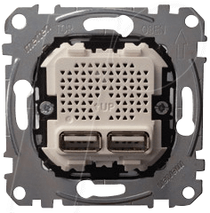 Merten EL ME 43660100 - System M USB Anschluss 2-fach - Netzteil - USB Steckdose (MEG4366-0100) von Merten