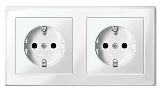 Merten MEG2328-1419 SCHUKO-Doppel, polarweiß gl von Merten