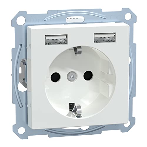 Schneider Electric Merten System M Anschluss, Schuko Steckdose Unterputz, Schutzkontaktsteckdose, geeigent für Smartphone und Tablet, Aktivweiß glänzend, MEG2366-0325, 35 W, 220 V, USB Typ A+A Schneider Electric Merten System M Anschluss, Schuko Steckdose Unterputz, Schutzkontaktsteckdose, geeigent für Smartphone und Tablet, Aktivweiß glänzend, MEG2366-0325, 35 W, 220 V, USB Typ A+A von Schneider Electric