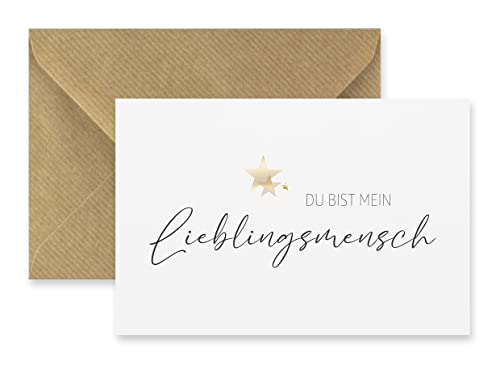 1 Premium (Klappkarte) für Freundschaft, Liebe mit 1 Umschlag (Naturpapier) - 10,5x14,8cm, italienisches Premiumpapier, Valentinstag Liebe Partnerschaft, Partnerin, beste Freundin, Freund von Merz Designkarten