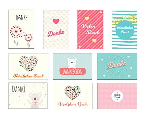 10 Stück Premium Dankeskarten (Klappkarten) mit 10 Umschlägen, Danke, Dankeschön, Karten, Dankekarten, Hochzeit, Geburt, Baby, Taufe, Abschied, Geburtstag, Jubiläum von Merz Designkarten