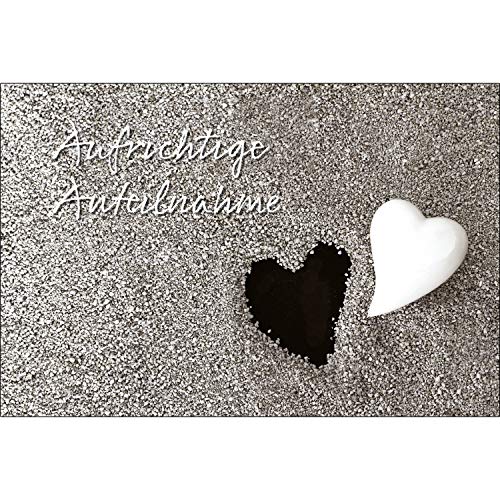 10 Stück einfühlsame Premium-Trauerkarten/Beileidskarten (Herz in Kieselsteine) im Set mit 10 Umschläge - Anteilnahme Trauerkarte, Spruch von Merz Designkarten