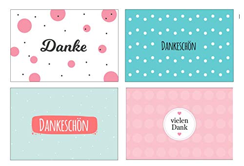 12 Stück (4x3) Premium Dankeskarten (Klappkarten) mit 12 Umschlägen, Danke, Dankeschön, Karten, Dankekarten, Hochzeit, Geburt, Baby, Taufe, Abschied, Geburtstag, Jubiläum von Merz Designkarten