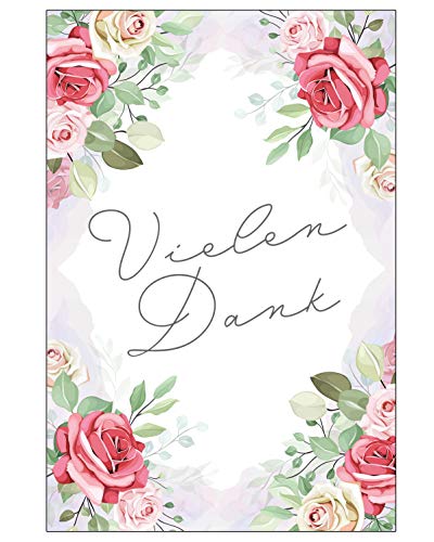 6 Premium Dankeskarten (Klappkarten) mit 6 weißen Umschlägen, Danke, Dankeschön, Karten, Dankekarten, Hochzeit, Geburt, Baby, Taufe, Abschied, Geburtstag, Jubiläum Blumen Blumenmotiv von Merz Designkarten
