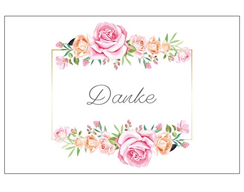 6 Premium Dankeskarten (Klappkarten) mit 6 weißen Umschlägen, Danke, Dankeschön, Karten, Dankekarten, Hochzeit, Geburt, Baby, Taufe, Abschied, Geburtstag, Jubiläum Blumen Blumenmotiv von Merz Designkarten