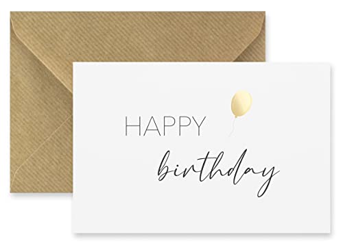 Merz – 1 Stück Geburtstagskarte mit Umschlag in Naturpapier 10,5 x 14,8 cm – Geburtstagsgrußkarte Happy Birthday – Klappkarte mit Geburtstagsmotiv – 100% Made in Germany von Merz Designkarten