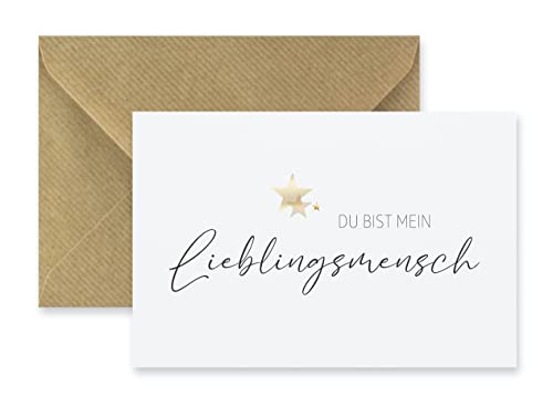 Merz Designkarten 1 edle Designerkarte Klappkarte für Freundschaft, Liebe mit Umschlag (Naturpapier) - 10,5x14,8cm, Valentinstag Partnerschaft Beste Freundin, Freund, Bekannte, Weiß Gold von Merz Designkarten