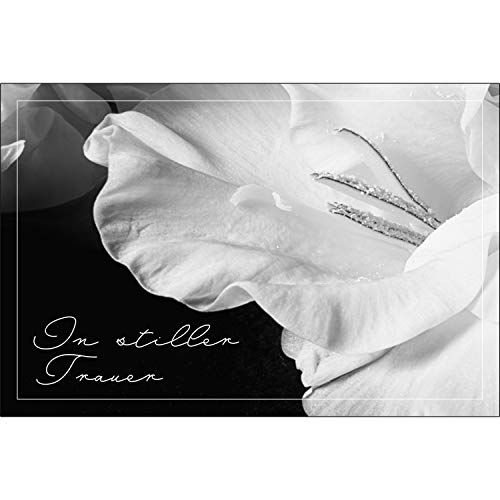 Merz Designkarten 10 Stück einfühlsame Premium-Trauerkarten/Beileidskarten (Weisse Blume) im Set mit 10 Umschläge - Anteilnahme Trauerkarte, Spruch von Merz Designkarten