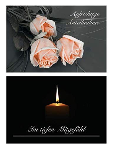 Merz Designkarten 2 Stück einfühlsame Premium-Trauerkarten/Beileidskarten im Set mit 2 Briefkuverts - Anteilnahme Trauerkarte, Spruch von Merz Designkarten
