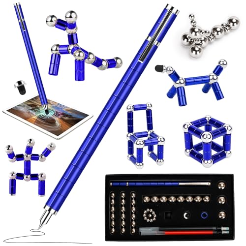 Magnetischer Kugelschreiber, Fidget Pen, Lustig Multifunktions Magnetstift für Junge Männer Frauen Kinder, Coole Gadgets Stressabbau Druckkugelschreiber Geschenk (Blau) von MestectPET