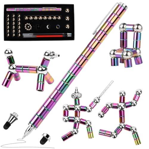 Magnetischer Kugelschreiber, Fidget Pen, Lustig Multifunktions Magnetstift für Junge Männer Frauen Kinder, Coole Gadgets Stressabbau Druckkugelschreiber Geschenk (Bunt) von MestectPET