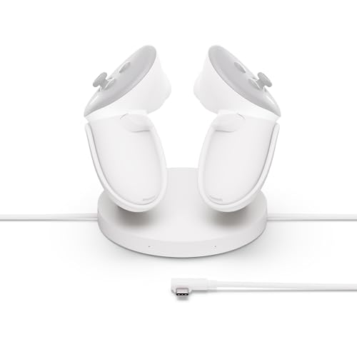 Kompakte Ladestation für Meta Quest – mit Meta Quest 3/3S kompatibel – verlängertes Headset-Ladekabel – kabelloses Aufladen von Touch Plus-Controllern von Meta