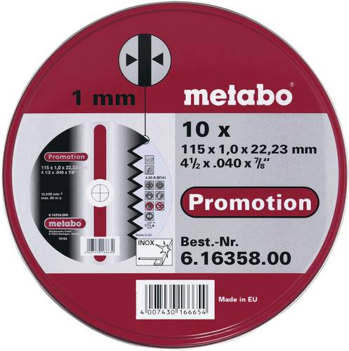 Metabo 616358000 Trennscheibe gerade 115mm 10 St. Stahl, Edelstahl von Metabo