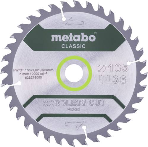 Metabo CORDLESS CUT WOOD CLASSIC 628650000 Kreissägeblatt 165 x 20 x 1mm Zähneanzahl: 18 1St. von Metabo