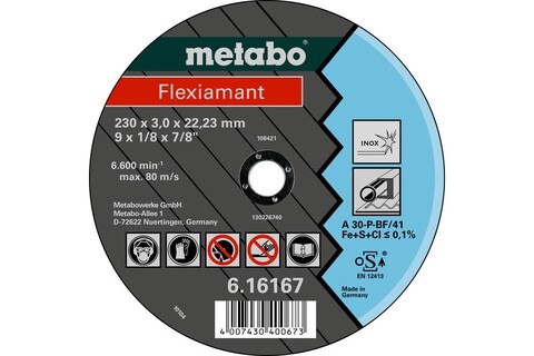 Metabo Flexiamant 180X3,0X22,2 3 Inox, Trennscheibe, Gerade A von Metabo
