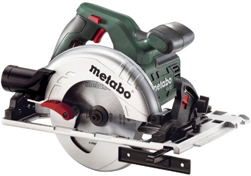 Metabo KS 55 FS - Kreissäge - Handkreissäge - robuste Säge - rutschfester Griffbereich und gut sichtbarer Schnittanzeiger - 1200 W - Leerlaufdrehzahl: 5600 /min - Schwenkbereich von/bis: 0 / + 47 ° (600955500) von Metabo