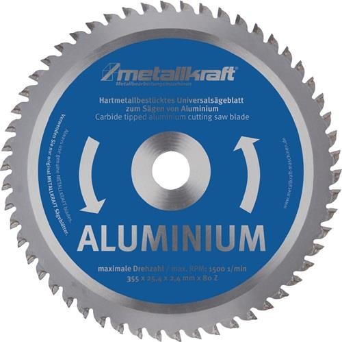Metallkraft Metallkreissägeblatt Alu.D.355mm B.2,4mm HM Bohrungs-D.25,4mm Z.80 Metallkraft Metallkreissägeblatt Alu.D.355mm B.2,4mm HM Bohrungs-D.25,4mm Z.80 von Metallkraft