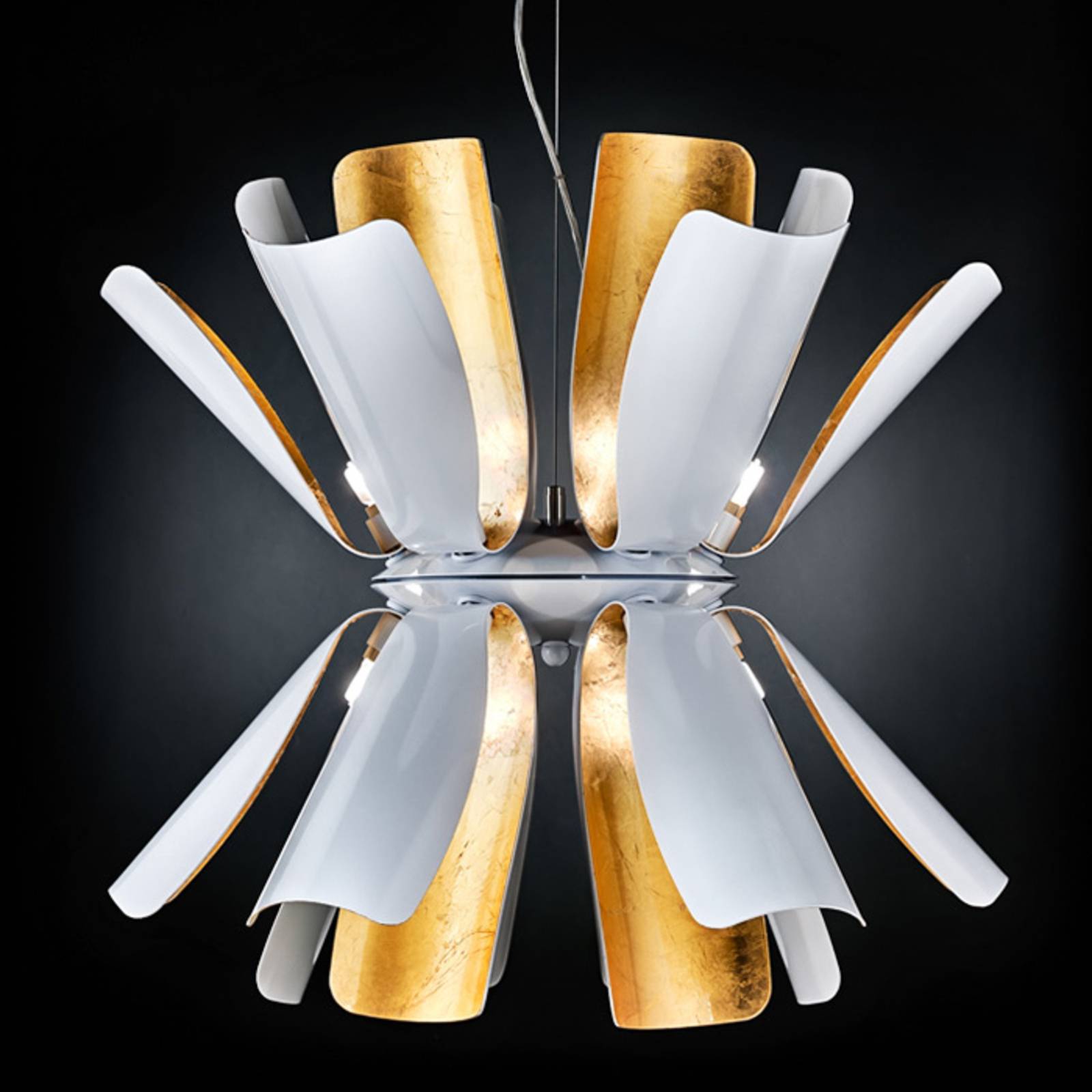 Designer-HängeleuchteTropic 60 cm weiß/blattgold von Metallux