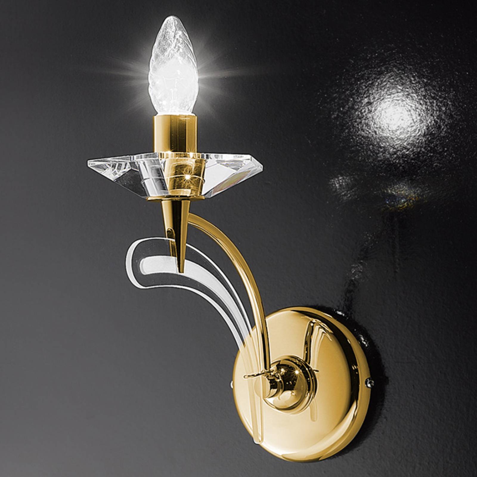 Wandleuchter ICARO 1-fl., mit Kristallglas, gold Wandleuchter ICARO 1-fl., mit Kristallglas, gold von Metallux