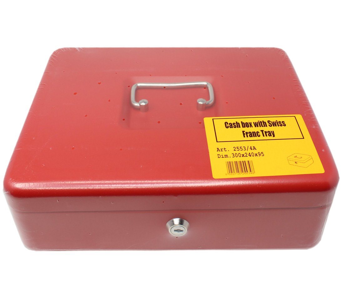 Metalplus Geldkassette 2553/4A - rot, 2x arretierbarer Geldzähleinsatz, Gewicht 2,5kg von Metalplus