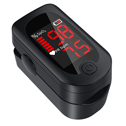 Pulsoximeter, Sauerstoffsättigung messgerät finger,Oximeter,Pulsfrequenz und SpO2-Wert mit Umhängeband und Batterien, große LED-Anzeige, für Haushalt, Fitness und Extremsport von Metene