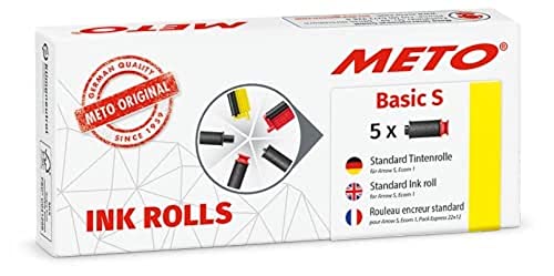 METO Farbrollen für METO Basic S / Arrow S, (5 Stück, schwarz, 1-zeilig, für 22 x 12 mm Etiketten) von Meto