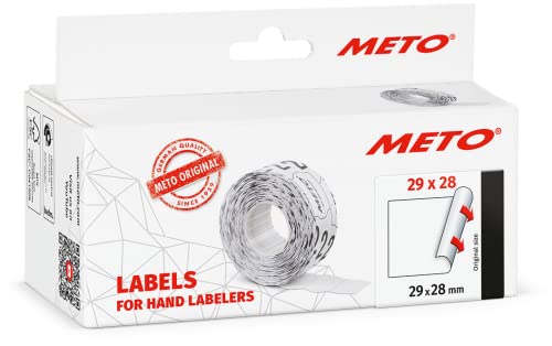 Meto Etiketten für Handauszeichner (29x28 mm, 3-zeilig, 3.500 Stück, weiß, permanent haftend, für Meto, Contact, Sato, Avery, Tovel, Samark etc.) von Meto