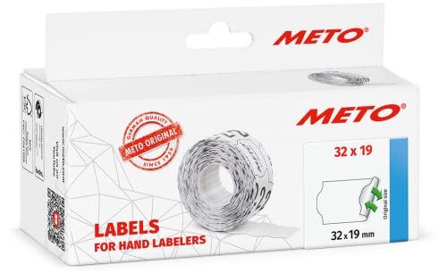 Meto Etiketten für Handauszeichner (32x19 mm, 2-zeilig, 5.000 Stück, weiß, wiederablösbar, für METO, Contact, Sato, Avery, Tovel, Samark etc.) von Meto