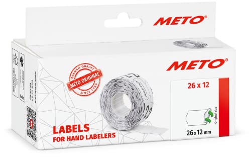 Meto Etiketten für Preisauszeichner (26x12 mm, 1-zeilig, 6.000 Stück, weiß, wiederablösbar, für Meto, Hutner, Avery, Contact, Sato, Tovel etc.) von Meto