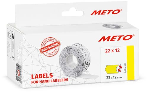 Meto Preisauszeichner Etiketten (22x12 mm, 1-Zeilig, 6.000 Stück, fluor gelb, permanent, Preisetiketten für Meto, Contact, Sato, Avery, Tovel, Samark etc.) von Meto