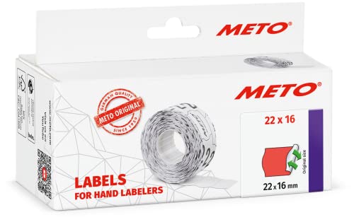 Meto Preisauszeichner Etiketten (22x16 mm, 2-zeilig, 6.000 Stück, fluor rot, wiederablösbar, Preisetiketten für Meto, Contact, Sato, Avery, Tovel, Samark etc.) von Meto