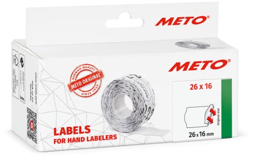 Meto Preisauszeichner Etiketten (26x16 mm, 2-zeilig, 6.000 Stück, weiß, permanent, Preisetiketten für Meto, Contact, Sato, Avery, Tovel, Samark etc.) von Meto