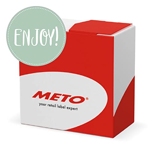 Meto Promotion Etiketten in Spendbox (50mm rund, Pastel-Grün, permanent klebend, 500 Enjoy Aufkleber pro Etikettenrolle) von Meto