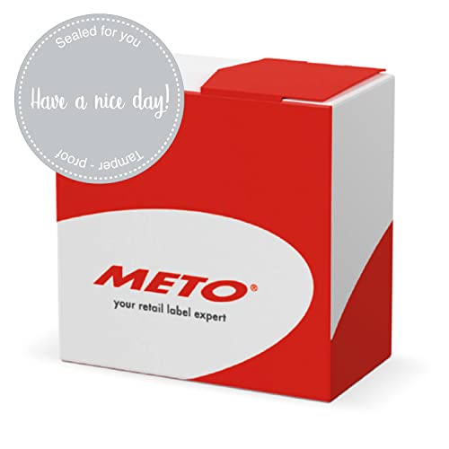 Meto Siegeletiketten in Spendbox (80mm rund, Pastel-Grau, permanent klebend, Sicherheitsschnitt, 500 Have a nice day Aufkleber pro Etikettenrolle) von Meto