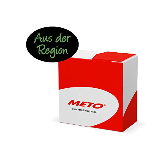 Original Meto Aktionsetiketten - Aus der Region - in praktischer Spenderbox (50 x 34 mm, oval, grün/schwarz, permanent, 750 Etiketten auf Rolle, Haftetiketten) von Meto