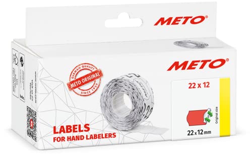 Original Meto Preisauszeichner Etiketten (22x12 mm, 1-Zeilig, 6.000 Stück, fluor rot, wiederablösbar, Preisetiketten für Meto, Contact, Sato, Avery, Tovel, Samark etc.) von Meto