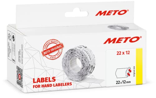 Original Meto Preisauszeichner Etiketten (22x12 mm, 1-Zeilig, 6.000 Stück, weiß, permanent, Preisetiketten für Meto, Contact, Sato, Avery, Tovel, Samark etc.) von Meto