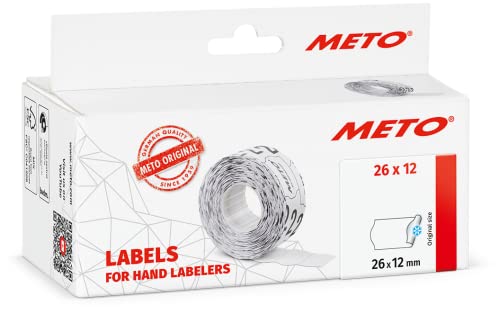 Original Meto Preisauszeichner Etiketten (26x12 mm, 6.000 Stück, weiß, multifunktion permanent - tiefkühl, Preisetiketten für Meto, Hutner, Avery, Contact, Sato, Tovel etc.) von Meto