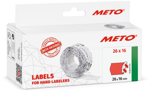 Original Meto Preisauszeichner Etiketten (26x16 mm, 2-zeilig, 6.000 Stück, fluor rot, permanent, Preisetiketten für Meto, Contact, Sato, Avery, Tovel, Samark etc.) von Meto