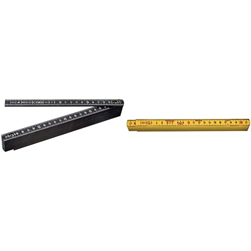 Metrica Glasfaser-Massstab 2 m, schwarz, 18030 & Hultafors Glasfaser Zollstock gelb G59-2-10, 200004, Wasserfester 2m Gliedermaßstab in Profiqualität Metrica Glasfaser-Massstab 2 m, schwarz, 18030 & Hultafors Glasfaser Zollstock gelb G59-2-10, 200004, Wasserfester 2m Gliedermaßstab in Profiqualität von Metrica