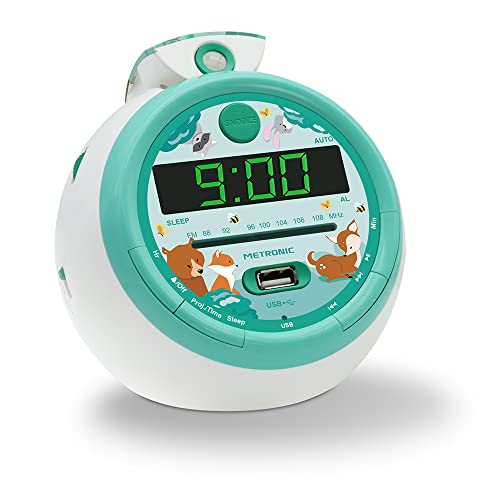 METRONIC Forest 477343 Radiowecker FM USB Projektion Dual Alarm Grün S von Metronic